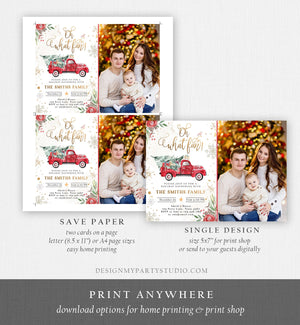 Editable Oh What Fun! Holiday Party Christmas Party Invitation Red Truck Tree Winter Birthday Personalized Printable Template Corjl 0356