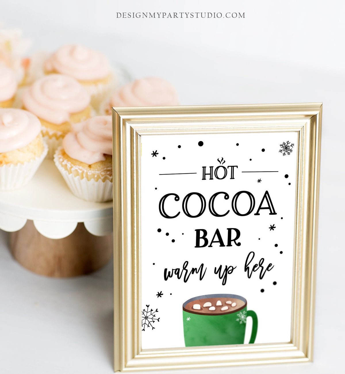 Hot Cocoa Bar Sign Printable Hot Chocolate Bar Table Sign Cookies Cocoa Birthday Winter Party Decor Farmhouse Xmas Digital PRINTABLE 0262