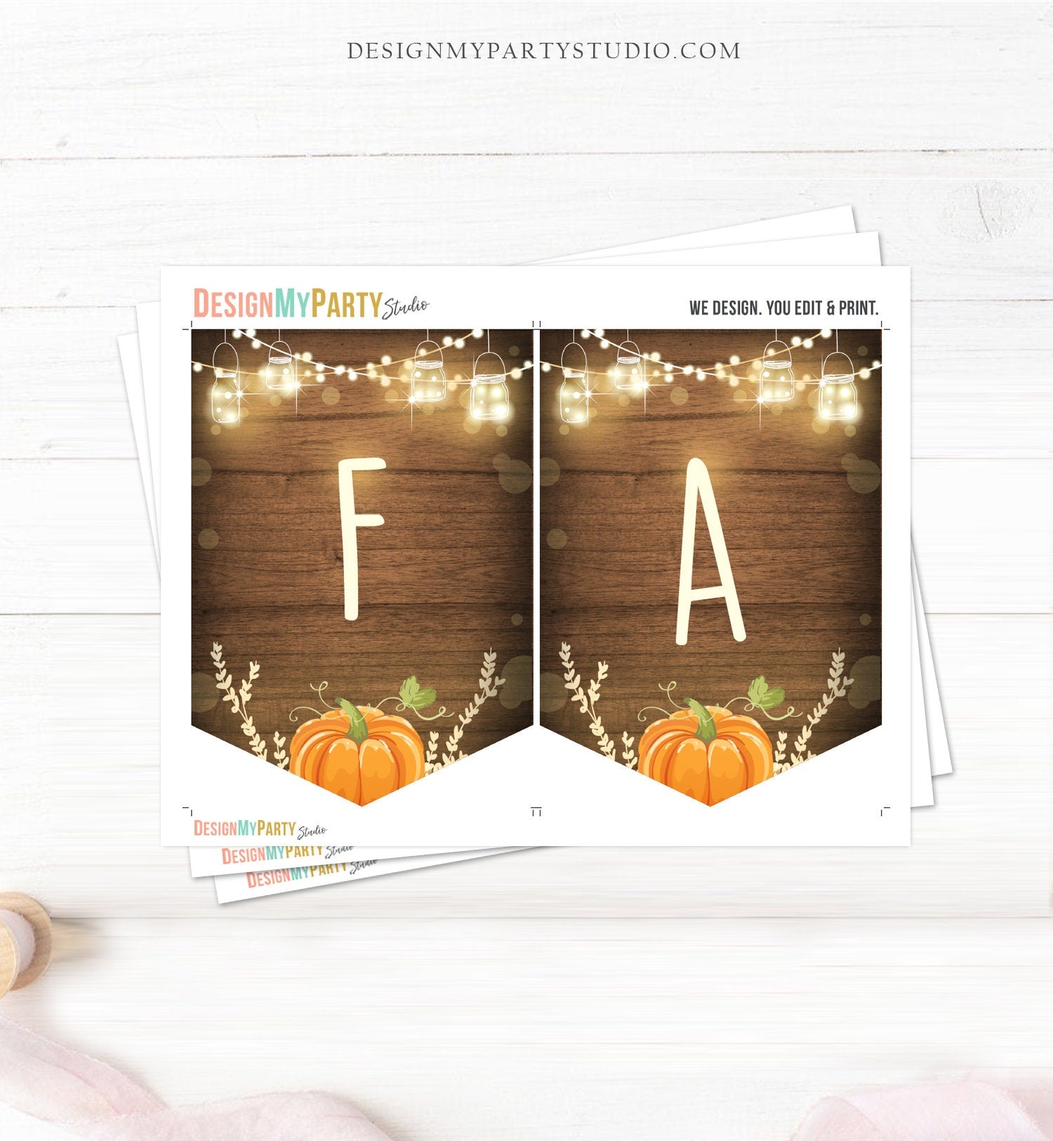Fall In Love Banner Pumpkin Banner Rustic Pumpkin Fall Decoration Autumn Decor Happy Fall Yall Decor download PRINTABLE DIGITAL 0015