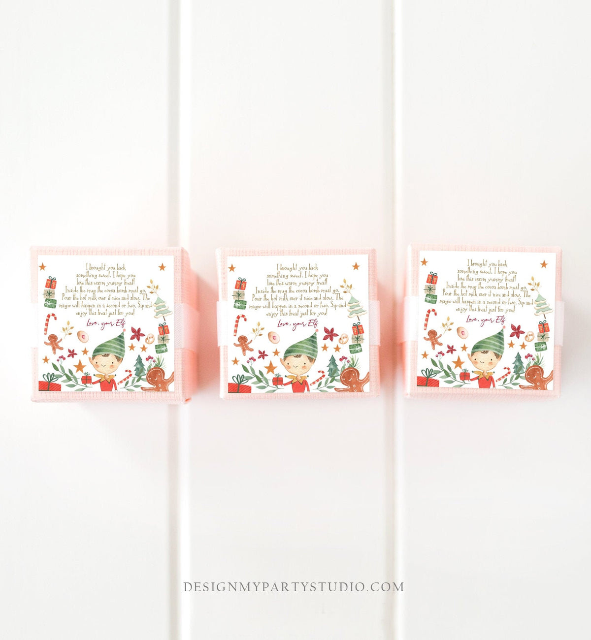 Editable Elf Hot Chocolate Bomb Tags Bomb Instructions Cocoa Favor Tags Elf Party Christmas Elf Visit Elf Birthday Digital PRINTABLE 0358