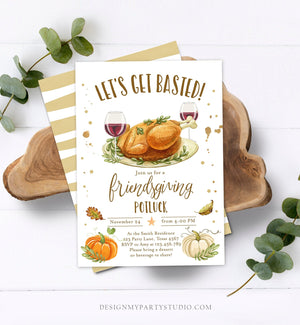 Editable Friendsgiving Invitation Rustic Turkey Lets Get Basted Thanksgiving Invitation Potluck Personalized Printable Template Corjl 0361