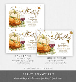 Editable Friendsgiving Invitation Rustic Turkey Thanksgiving Potluck Invite Thankful AF Friends Printable Template Corjl 0361