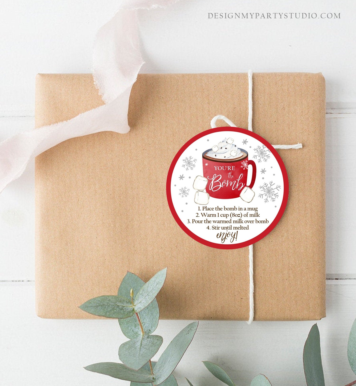 Editable Hot Chocolate Bomb Tags Bomb Instructions Cookies and Cocoa Favor Tags Winter Christmas You're The Bomb Digital PRINTABLE 0353