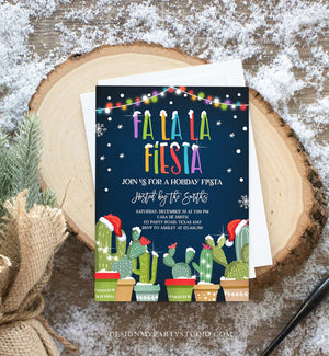Editable Fa La La Fiesta Christmas Invitation Cactus Mexican Holiday Feliz Navidad Xmas Party Invite Digital Printable Corjl Template 0273