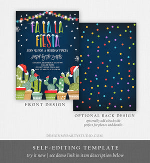 Editable Fa La La Fiesta Christmas Invitation Cactus Mexican Holiday Feliz Navidad Xmas Party Invite Digital Printable Corjl Template 0273