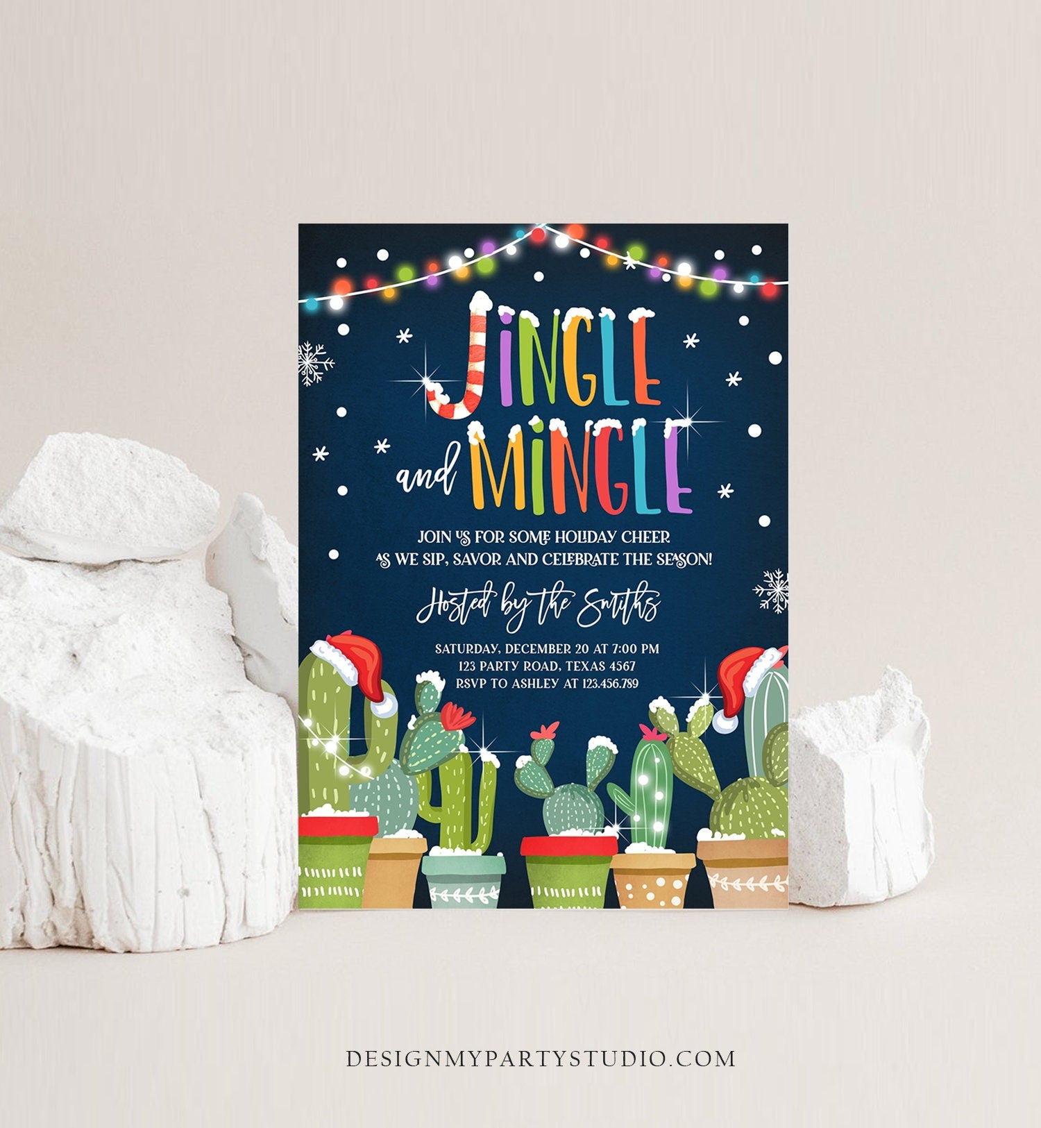 Editable Jingle Mingle Invitation Christmas Fiesta Cocktail Party Cact - Design My Party Studio editable-jingle-mingle-invitation-christmas-fiesta-cocktail-party-cact-design-my-party-studio