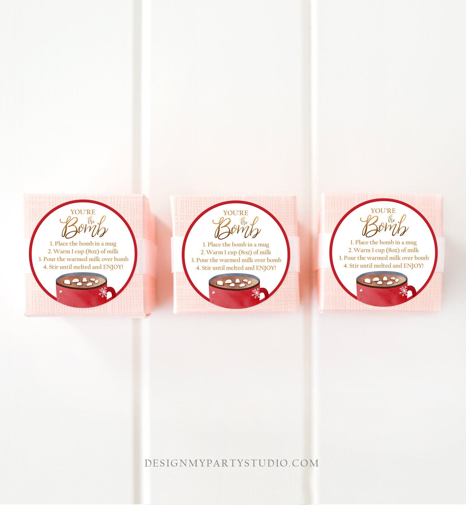 Editable Hot Chocolate Bomb Tags Bomb Instructions Cookies and Cocoa Favor Tags Winter Christmas You're The Bomb Digital PRINTABLE 0353