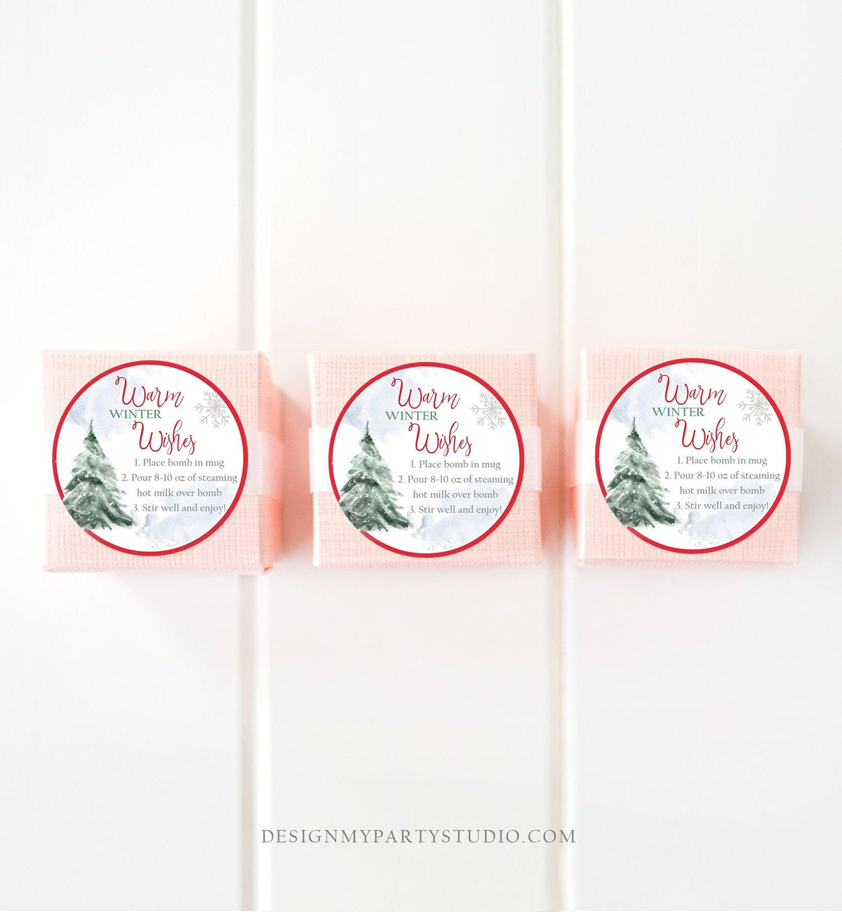 Editable Hot Chocolate Bomb Tags Bomb Instructions Hot Cocoa Tags Bomb Label Tree Winter Christmas Warm Winter Wishes Digital PRINTABLE 0363