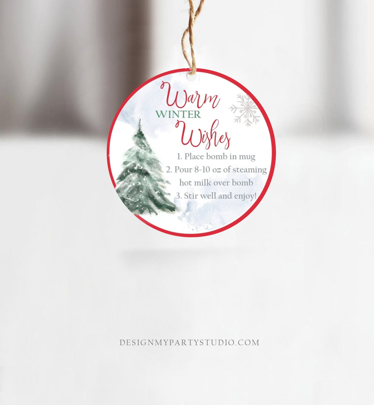 Editable Hot Chocolate Bomb Tags Bomb Instructions Hot Cocoa Tags Bomb Label Tree Winter Christmas Warm Winter Wishes Digital PRINTABLE 0363