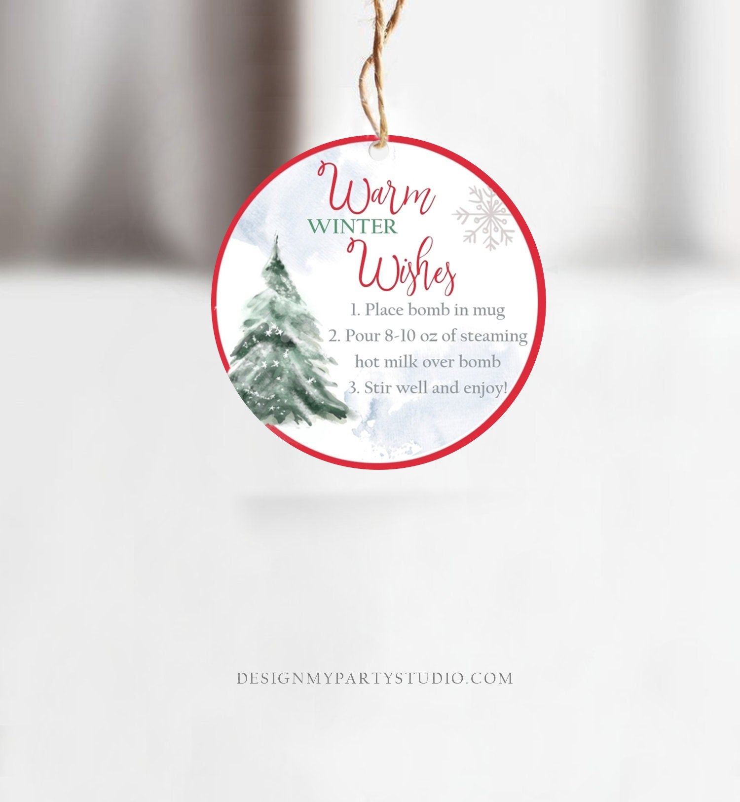 Editable Hot Chocolate Bomb Tags Bomb Instructions Hot Cocoa Tags Bomb Label Tree Winter Christmas Warm Winter Wishes Digital PRINTABLE 0363