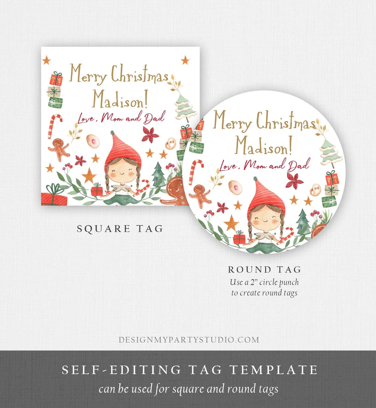 Editable Elf Christmas Stickers Christmas Gift Labels Merry Christmas Tags Gift Tags Xmas Favor Tags Elf Kids Santa Digital PRINTABLE 0358