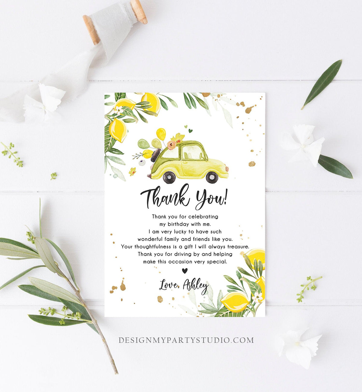 Editable Drive By Baby Shower Thank You Card Lemon Gender Baby Shower Drive Through Virtual Shower Lemons Template Download Corjl 0335