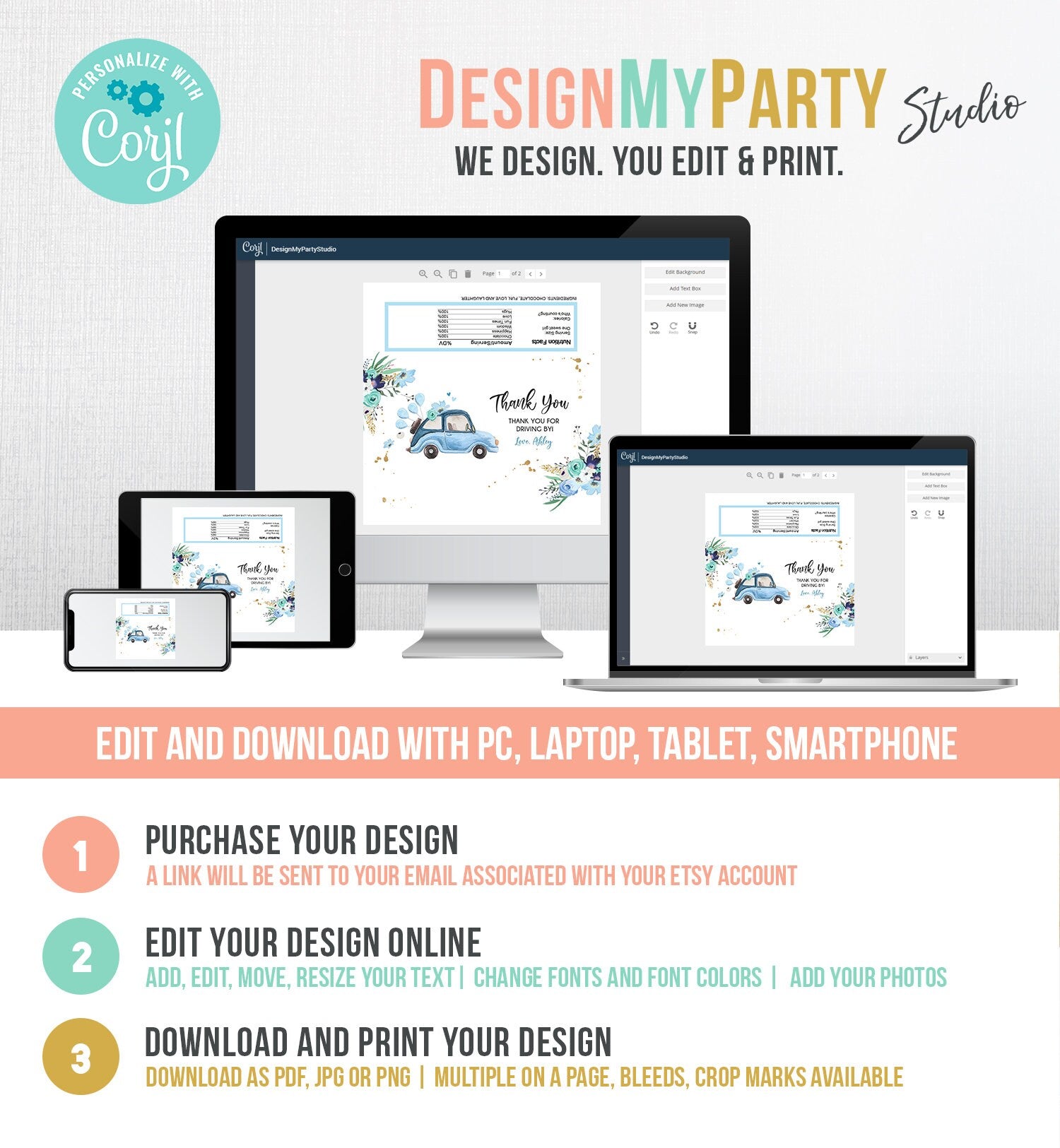 Editable Candy Bar Wrapper Drive By Birthday Candy Bar Wrapper Drive By Favors Party Parade Boy Baby Shower Thank You PRINTABLE Corjl 0335