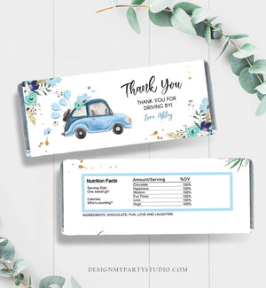 Editable Candy Bar Wrapper Drive By Birthday Candy Bar Wrapper Drive By Favors Party Parade Boy Baby Shower Thank You PRINTABLE Corjl 0335