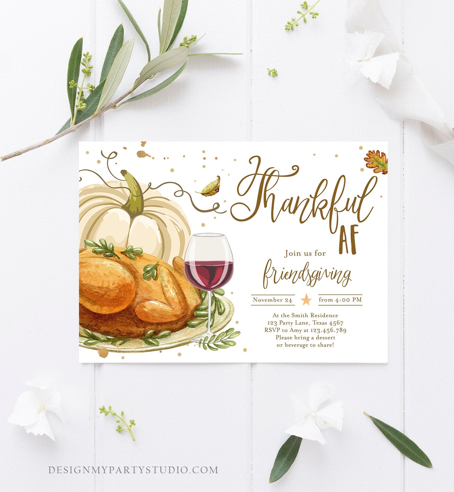 Editable Friendsgiving Invitation Rustic Turkey Thanksgiving Potluck I - Design My Party Studio editable-friendsgiving-invitation-rustic-turkey-thanksgiving-potluck-i-design-my-party-studio