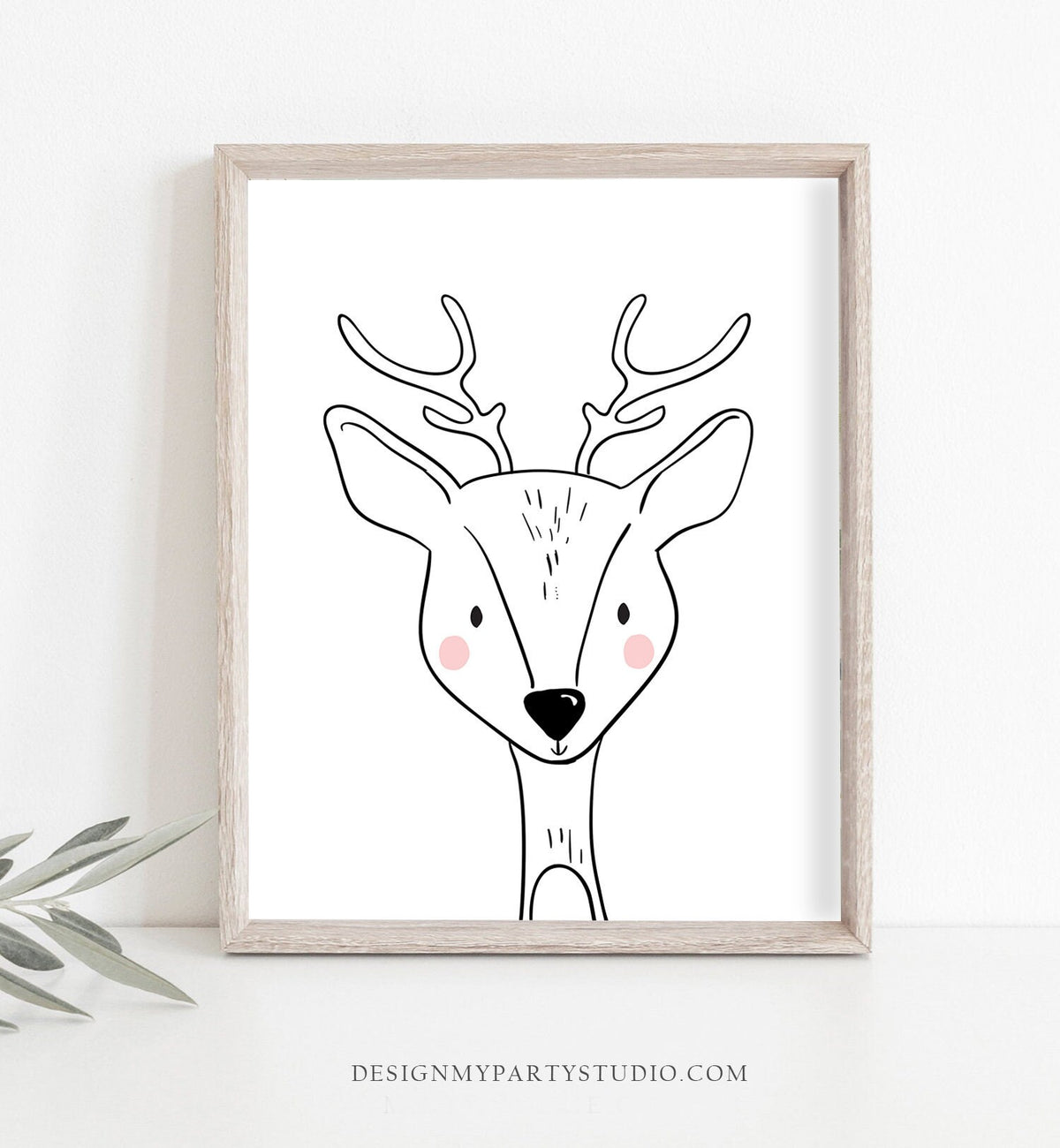 Deer nursery print Woodland nursery decor Bear Black and white Nursery decoration Monochrome nursery print 8x10 download PRINTABLE 0039