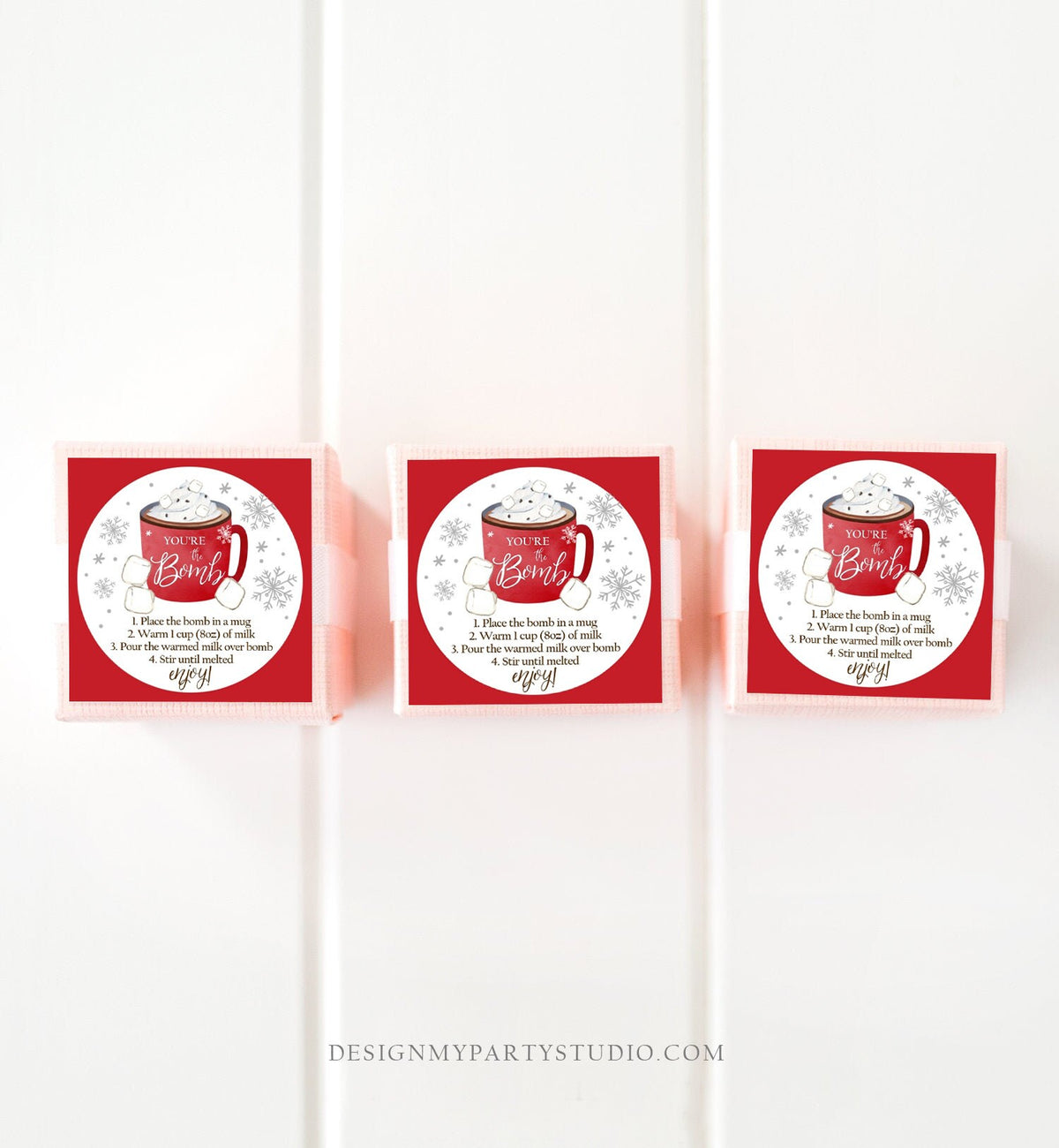 Editable Hot Chocolate Bomb Tags Bomb Instructions Cookies and Cocoa Favor Tags Winter Christmas You&#39;re The Bomb Digital PRINTABLE 0353