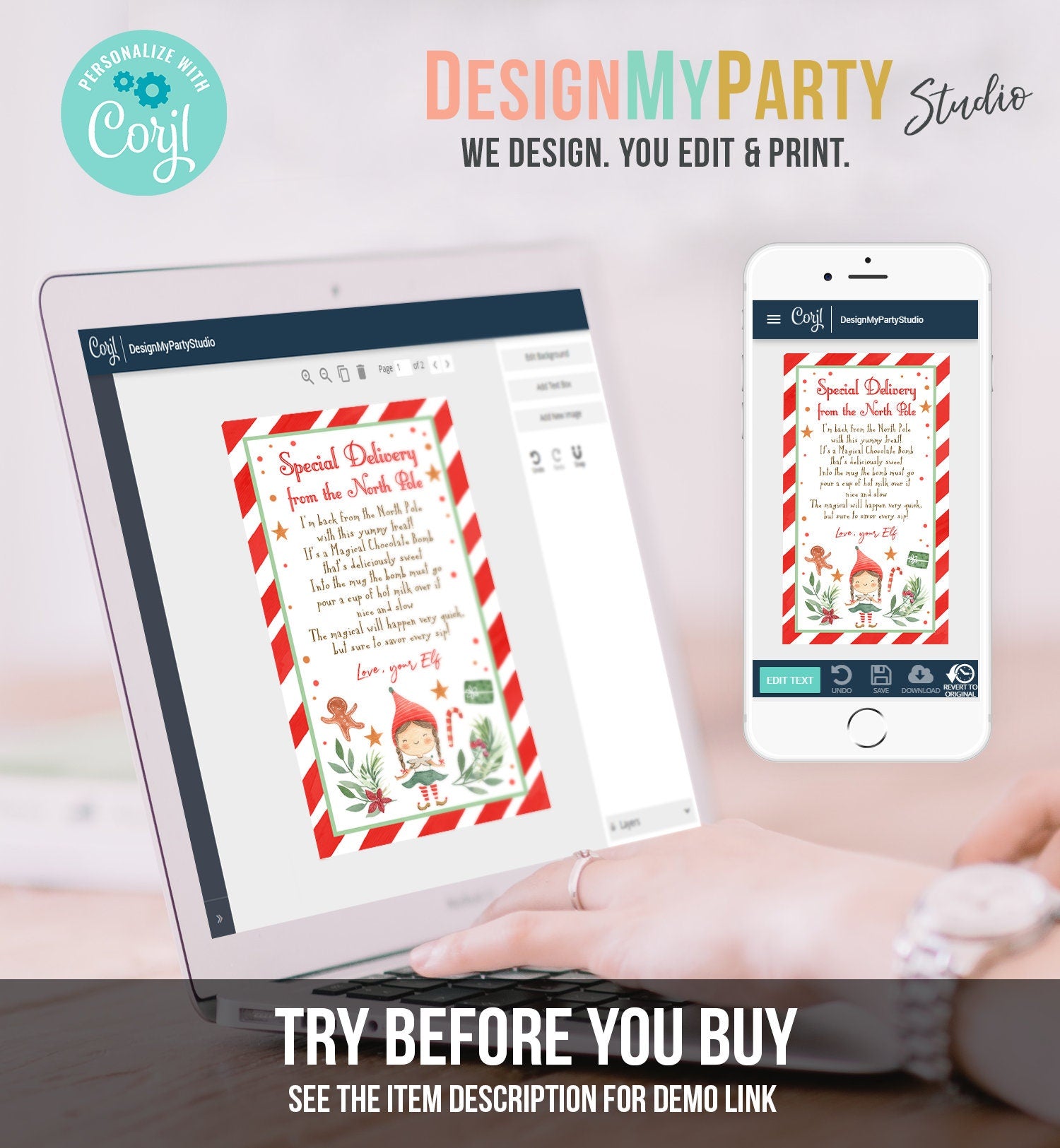 Editable Elf Hot Chocolate Bomb Tags Bomb Instructions Hot Cocoa Favor Tags Elf Arrival Christmas Gift North Pole Printable Template 0358