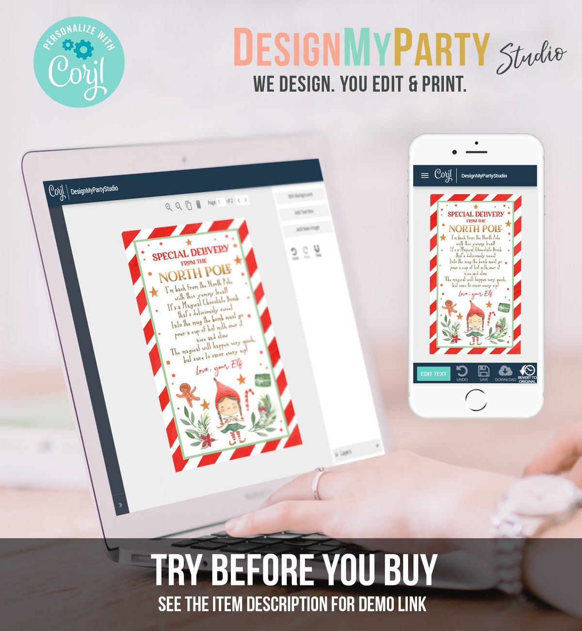 Editable Elf Hot Chocolate Bomb Tags Bomb Instructions Hot Cocoa Favor Tags Elf Arrival Christmas Gift North Pole Printable Template 0358