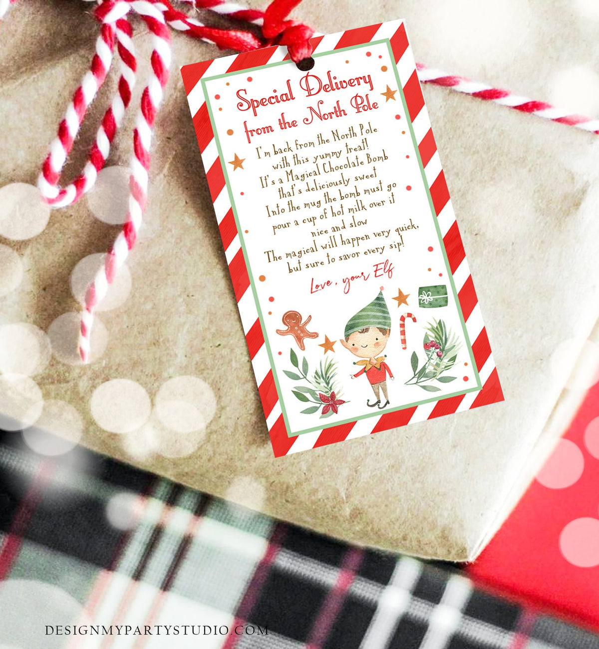 Editable Elf Hot Chocolate Bomb Tags Bomb Instructions Hot Cocoa Favor Tags Elf Arrival Christmas Gift North Pole Printable Template 0358