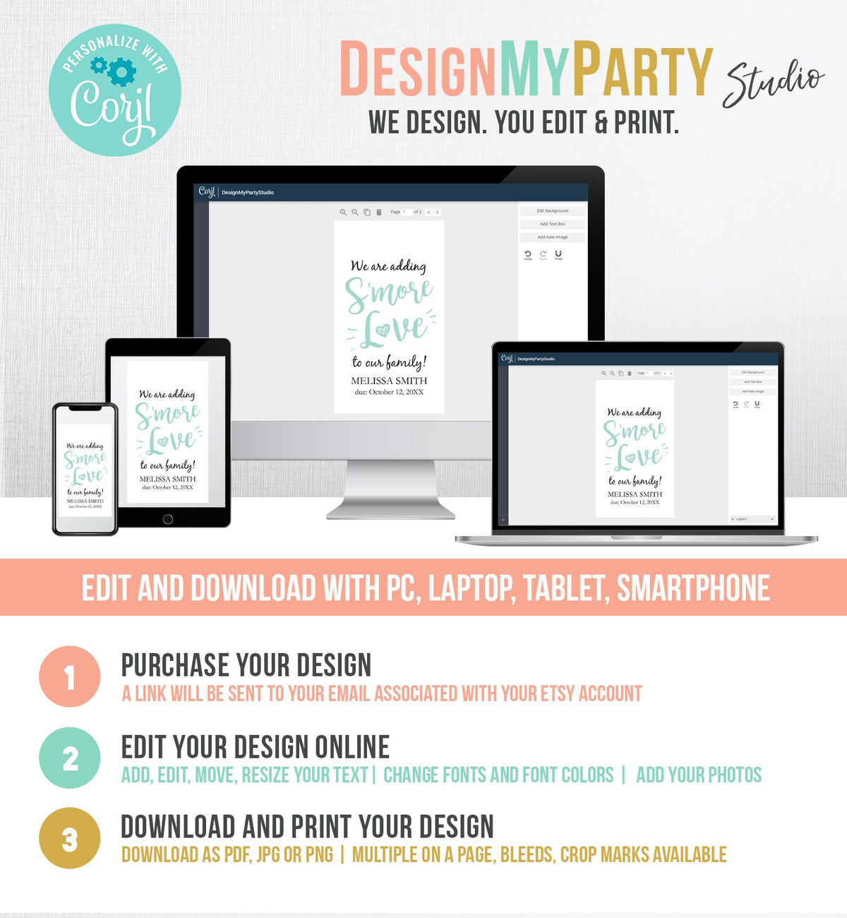 Editable S&#39;more Love Baby Shower Favor Tags Mint We Are Adding Smore Love To Our Family Smores Thank You Tag Printable Corjl Template 0276