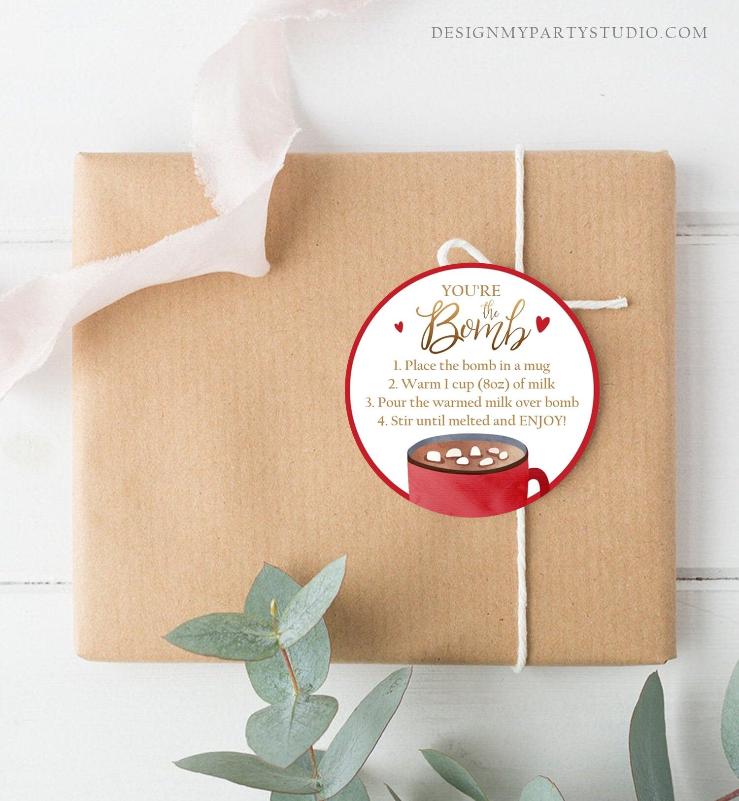 Editable Hot Chocolate Bomb Tags Bomb Instructions Cookies and Cocoa Favor Tags Valentine Christmas You're The Bomb Digital PRINTABLE 0370