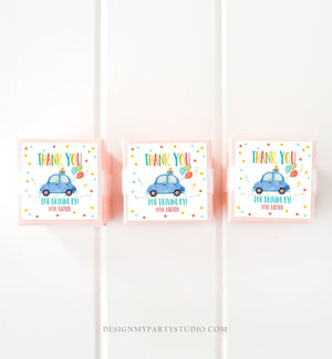 Editable Drive By Favor Tag Drive By Birthday Parade Thank You Gift Tags Quarantine Blue Car Boy Round Square Sticker Corjl Template 0333