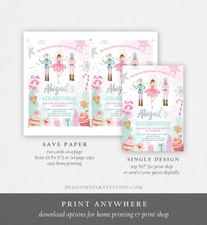 Editable Nutcracker Birthday Invitation Girl Land of Sweets Invite Winter Pink Girl Sugar Plum Fairy Download Printable Template Corjl 0352