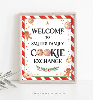Editable Cookie Exchange Welcome Sign Christmas Holiday Cookies Swap Party Gingerbread Table Sign Download Corjl Template PRINTABLE 0358