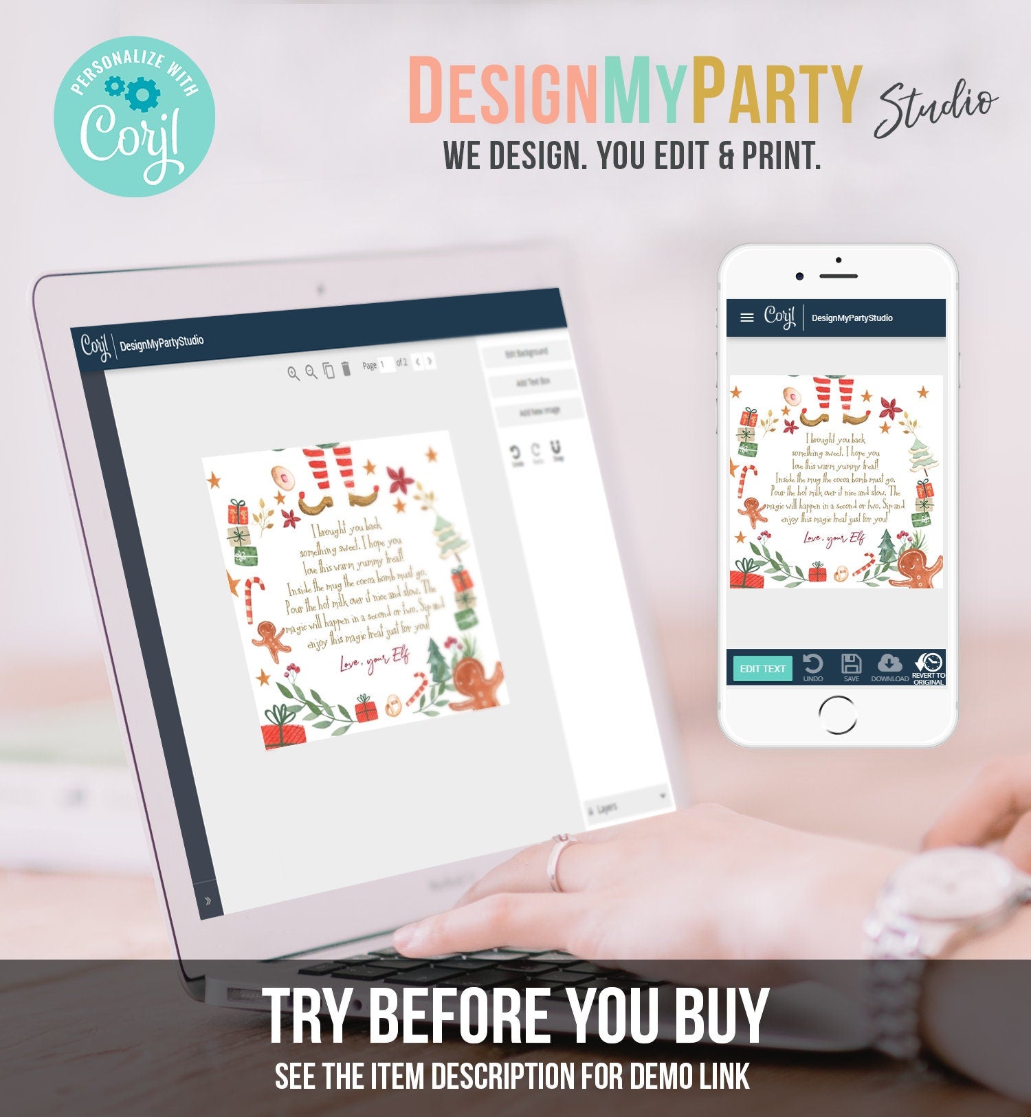 Editable Elf Hot Chocolate Bomb Tags Bomb Instructions Cocoa Favor Tag Elf Party Christmas Elf Visit Elf Birthday Digital PRINTABLE 0358