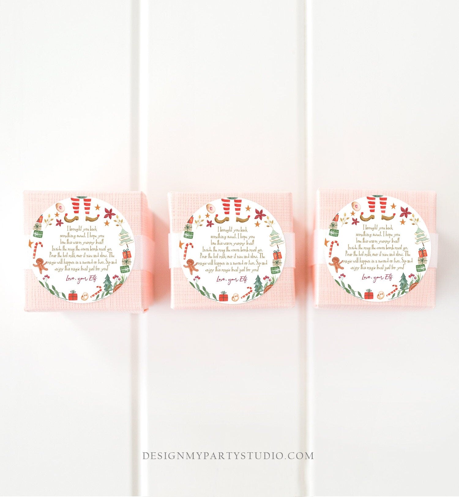 Editable Elf Hot Chocolate Bomb Tags Bomb Instructions Cocoa Favor Tag Elf Party Christmas Elf Visit Elf Birthday Digital PRINTABLE 0358