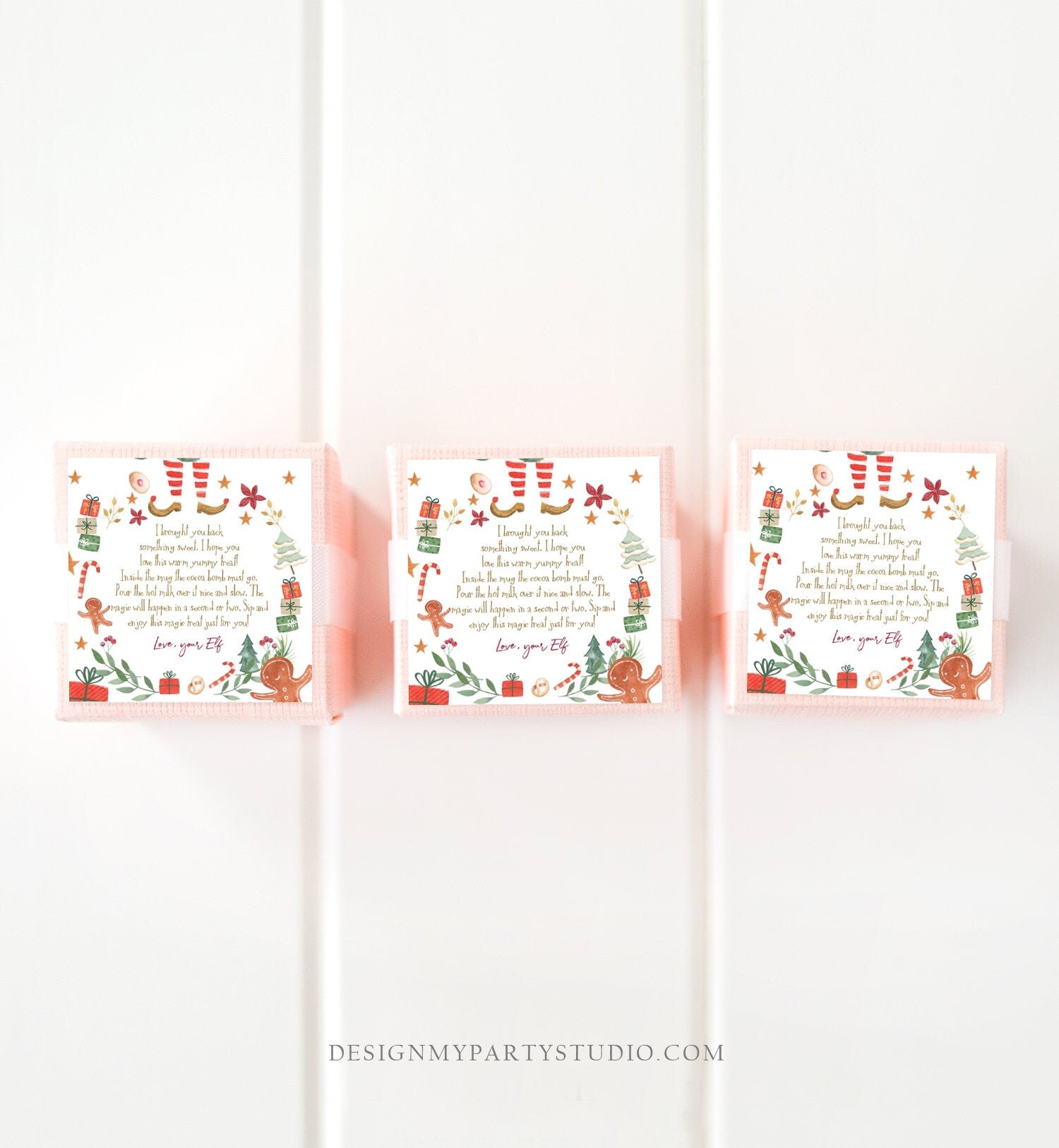Editable Elf Hot Chocolate Bomb Tags Bomb Instructions Cocoa Favor Tag Elf Party Christmas Elf Visit Elf Birthday Digital PRINTABLE 0358