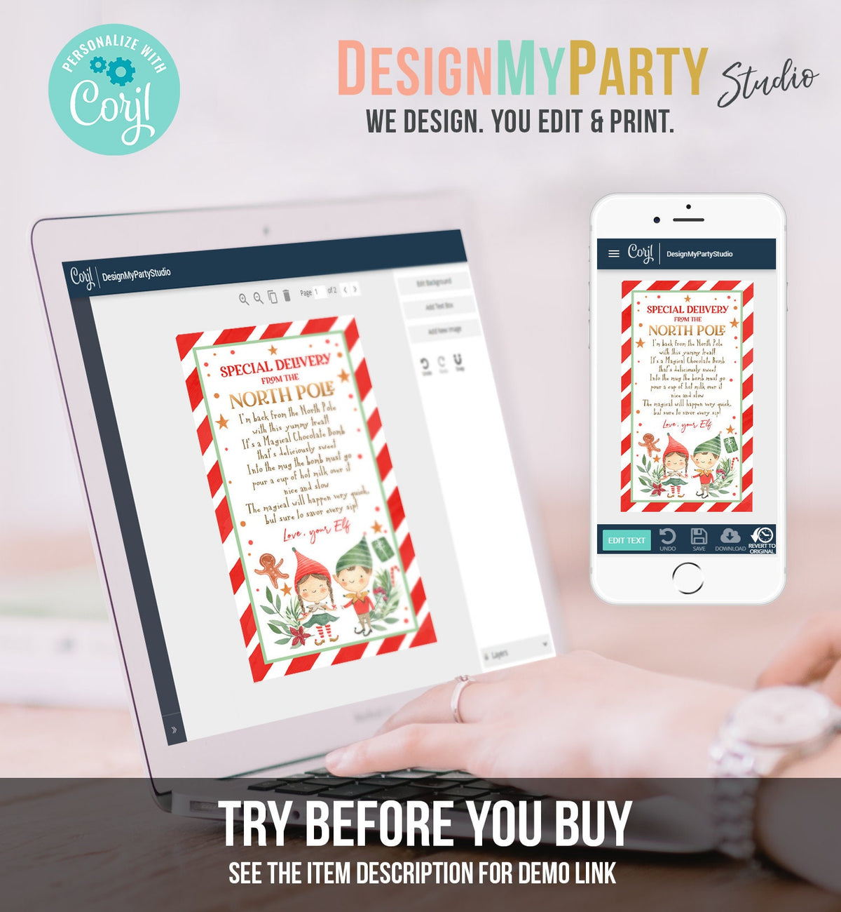 Editable Elf Hot Chocolate Bomb Tags Bomb Instructions Hot Cocoa Favor Tags Elf Arrival Christmas Gift North Pole Printable Template 0358