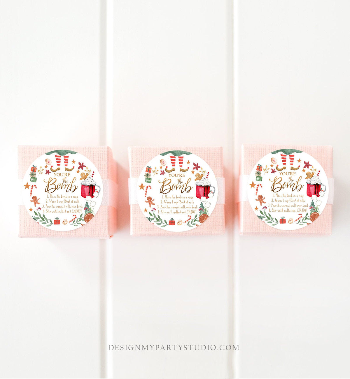 Editable Hot Chocolate Bomb Tags Elf Bomb Instructions Cocoa Favor Tags Elf Party Christmas Elf Visit Elf Birthday Digital PRINTABLE 0358
