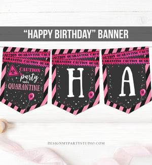 Quarantine Happy Birthday Banner Girl Birthday Banner Pink Drive By Through Social Distancing Decorations Download PRINTABLE DIY 0334