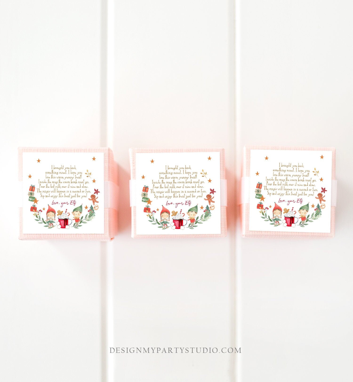 Editable Elf Hot Chocolate Bomb Tags Bomb Instructions Cocoa Favor Tags Elf Party Christmas Elves Visit Elf Birthday Digital PRINTABLE 0358