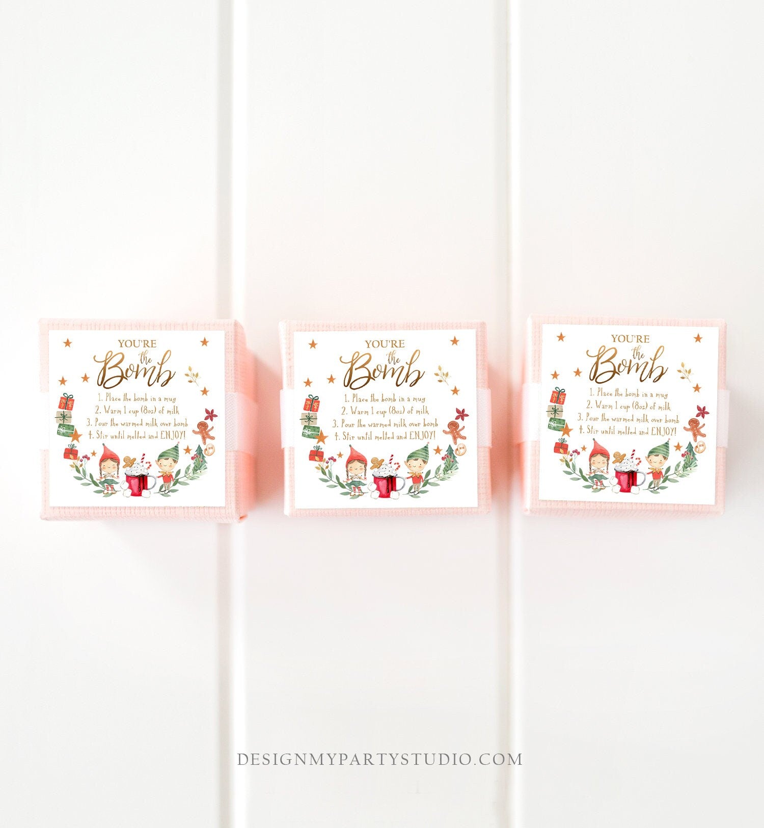 Editable Elf Hot Chocolate Bomb Tags Bomb Instructions Cocoa Favor Tags Elf Party Christmas Elves Visit Elf Birthday Digital PRINTABLE 0358
