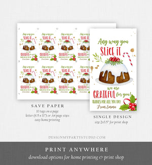 Editable Christmas Gift Tags Grateful Xmas Pie Tag Teacher Appreciation Staff Nurse Bakery Holiday Download Printable Template Corjl 0362