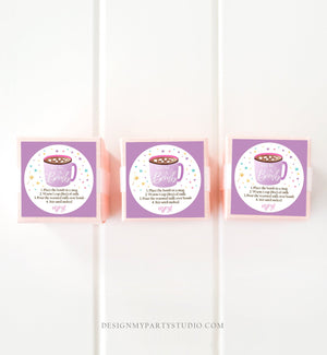 Editable Hot Chocolate Bomb Tags Bomb Instructions Valentine You're The Bomb Sticker Magical Purple Lavender Digital PRINTABLE 0336