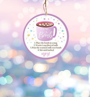 Editable Hot Chocolate Bomb Tags Bomb Instructions Valentine You're The Bomb Sticker Magical Purple Lavender Digital PRINTABLE 0336