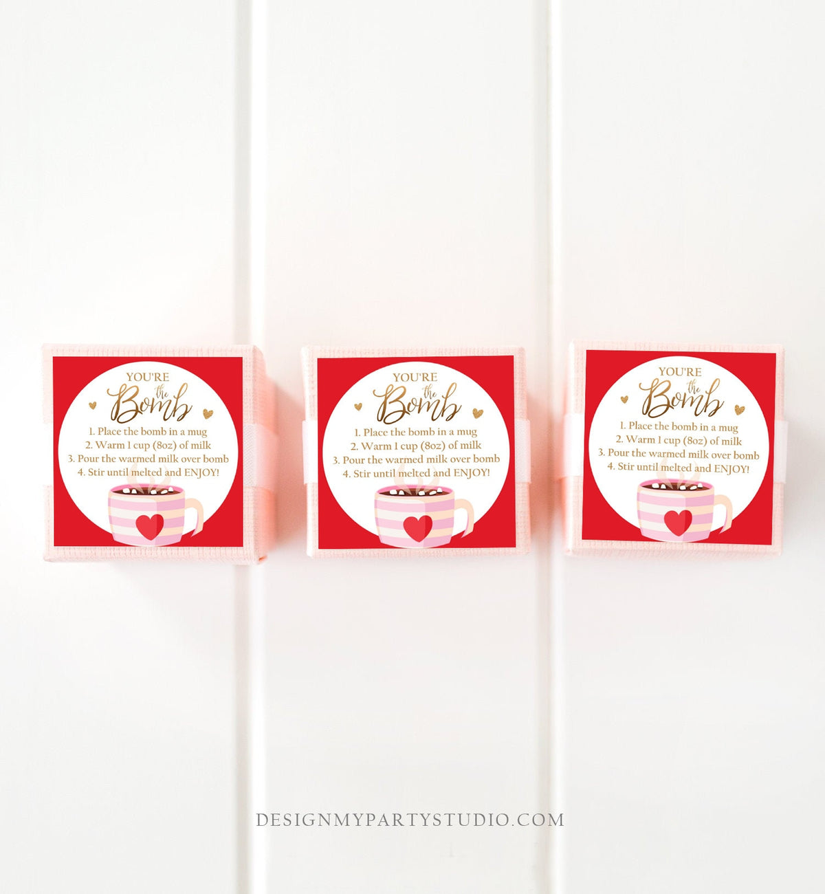 Editable Hot Chocolate Bomb Tags Bomb Instructions Valentine Hot Cocoa Bomb Favor Tags Valentine Gift You&#39;re The Bomb Digital PRINTABLE 0370