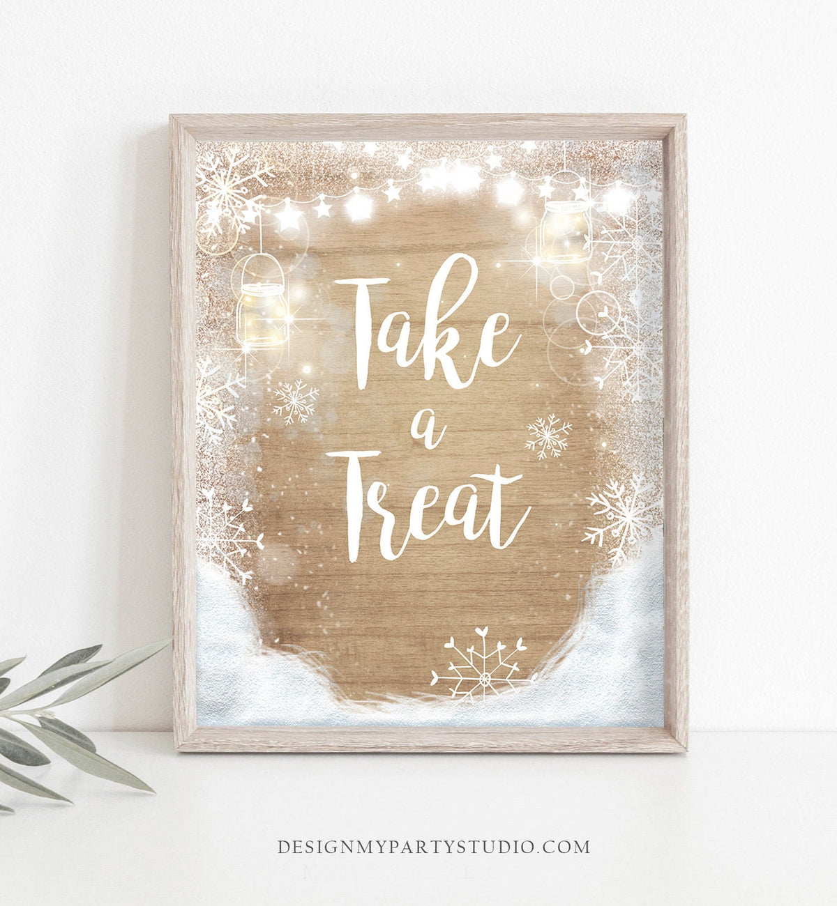Take a Treat Sign Printable Gift Station Thank You Table Sign Winter Birthday Party Decor Baby Shower Farmhouse Xmas Digital PRINTABLE 0031