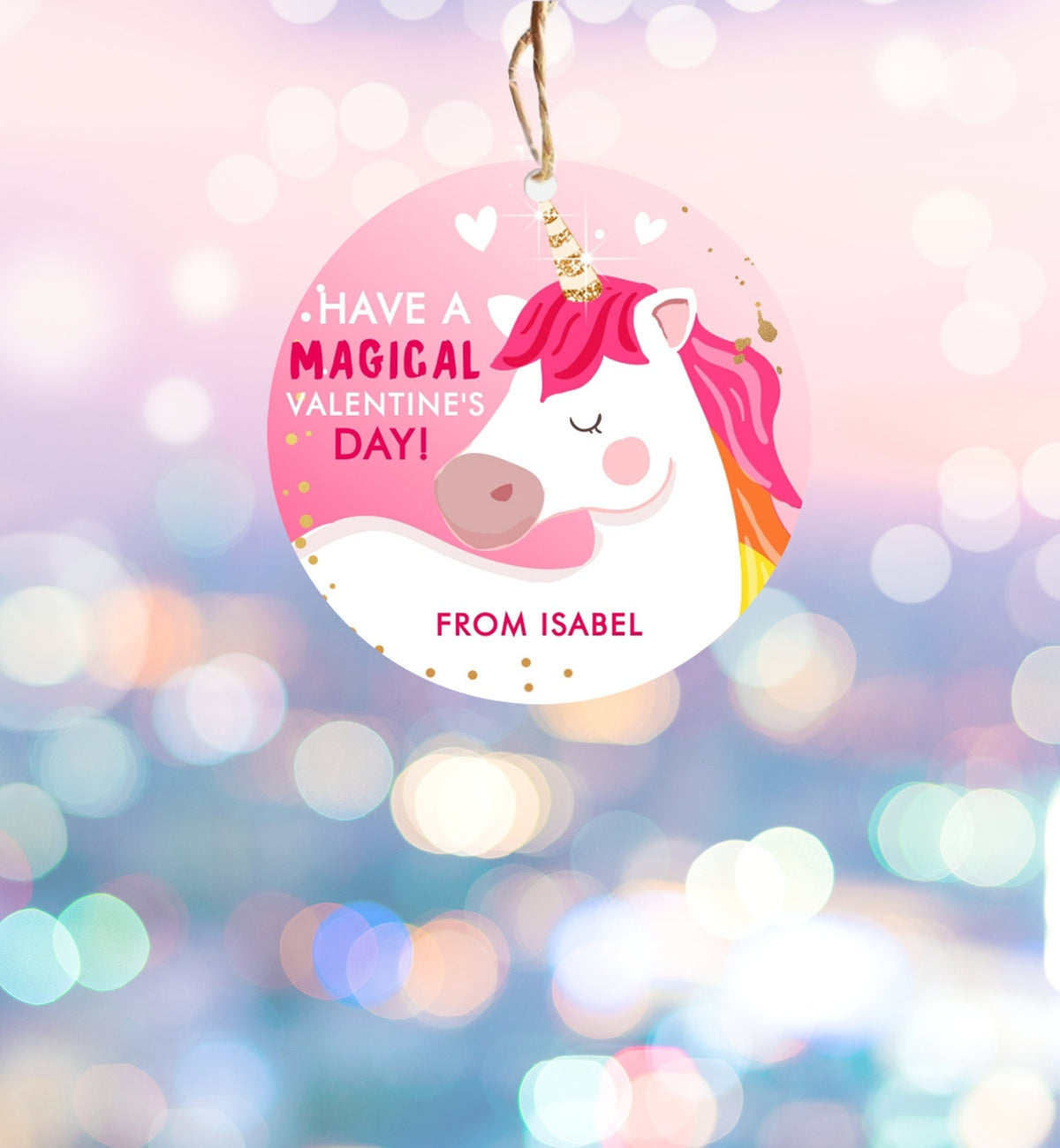 Editable Valentine Unicorn Stickers Valentine Tags for Kids Magical Valentine&#39;s Day School Class Personalized Digital PRINTABLE 0323 0370