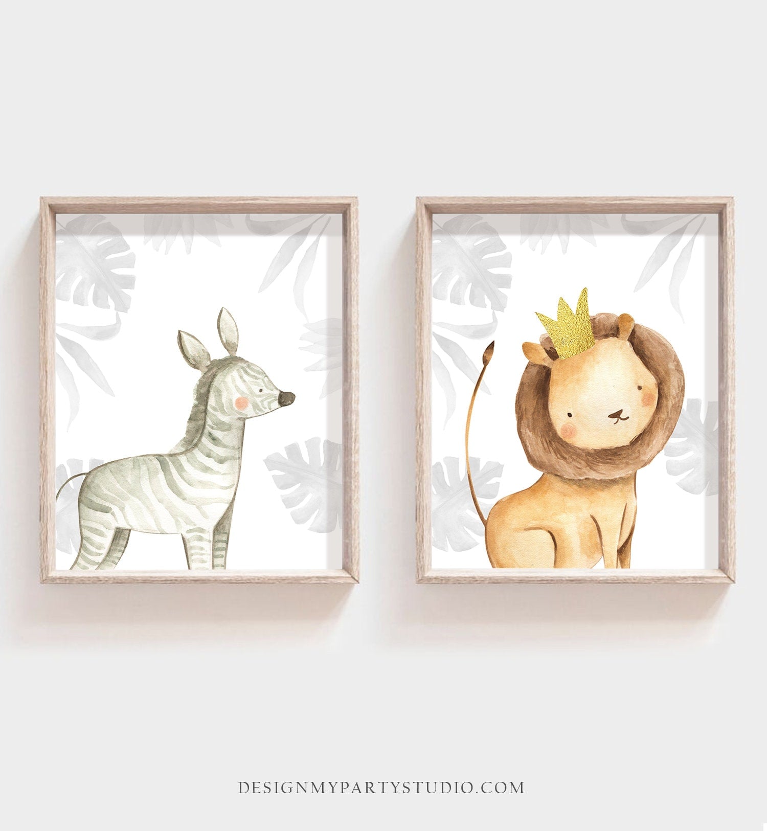 Safari Animals Prints Nursery Art Jungle Animals Watercolor Girls Wall Art Baby Shower Gift Boy Nursery Wild One Lion Zebra PRINTABLE 0163