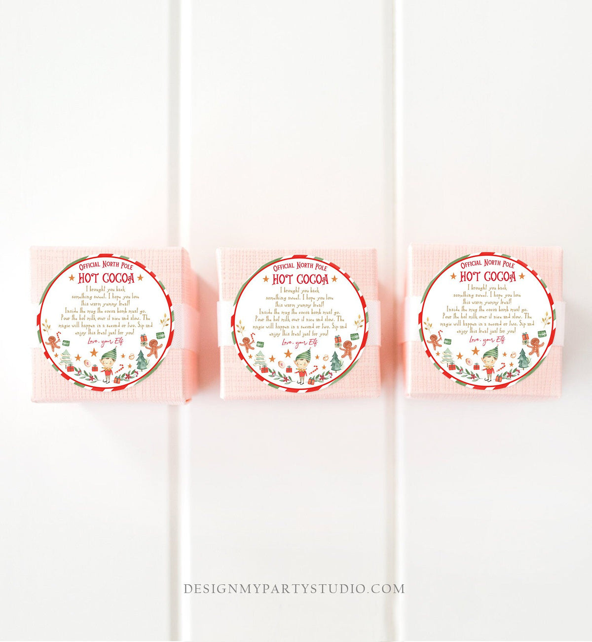 Editable Elf Hot Chocolate Bomb Tags Bomb Instructions Cocoa Favor Tags Elf Party Christmas Visit North Pole Birthday Digital PRINTABLE 0358