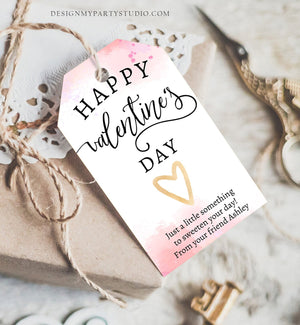 Editable Valentine's Tags Valentines Day Gift Tags Favor Tags Pink Valentine Cards for Kids Printable Personalized Digital PRINTABLE 0370