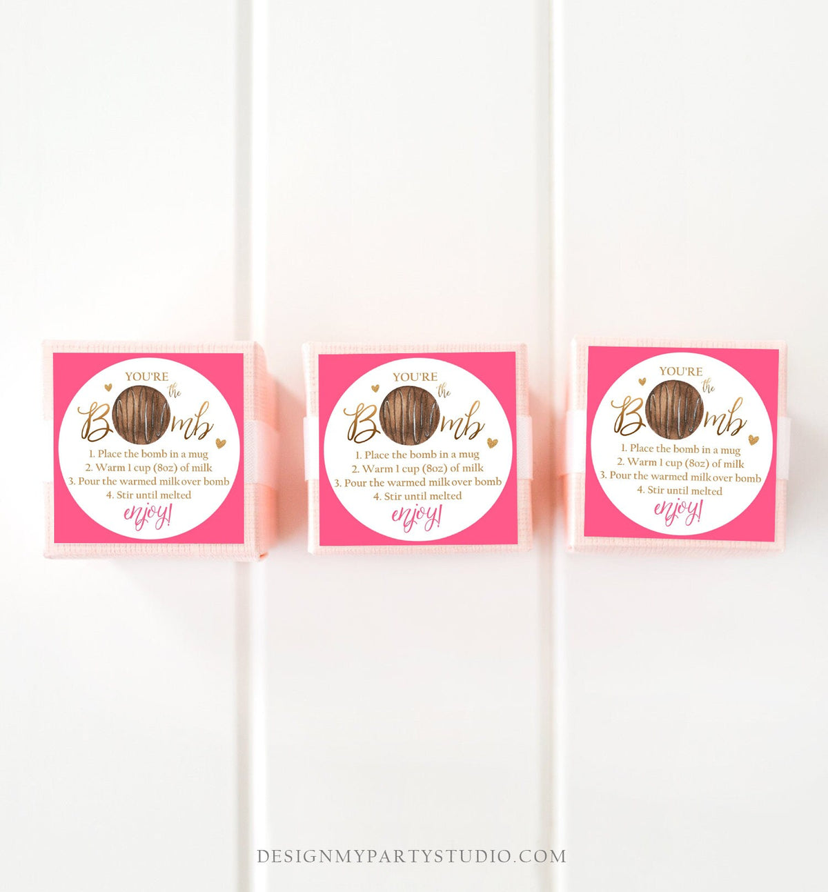 Editable Hot Chocolate Bomb Tags Bomb Instructions Valentine Hot Cocoa Bomb Favor Tags Valentine Gift You&#39;re The Bomb Digital PRINTABLE 0370