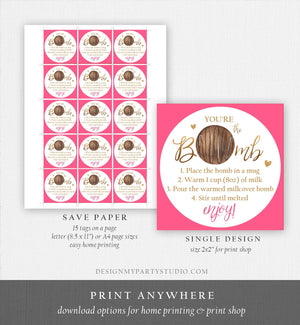 Editable Hot Chocolate Bomb Tags Bomb Instructions Valentine Hot Cocoa Bomb Favor Tags Valentine Gift You're The Bomb Digital PRINTABLE 0370