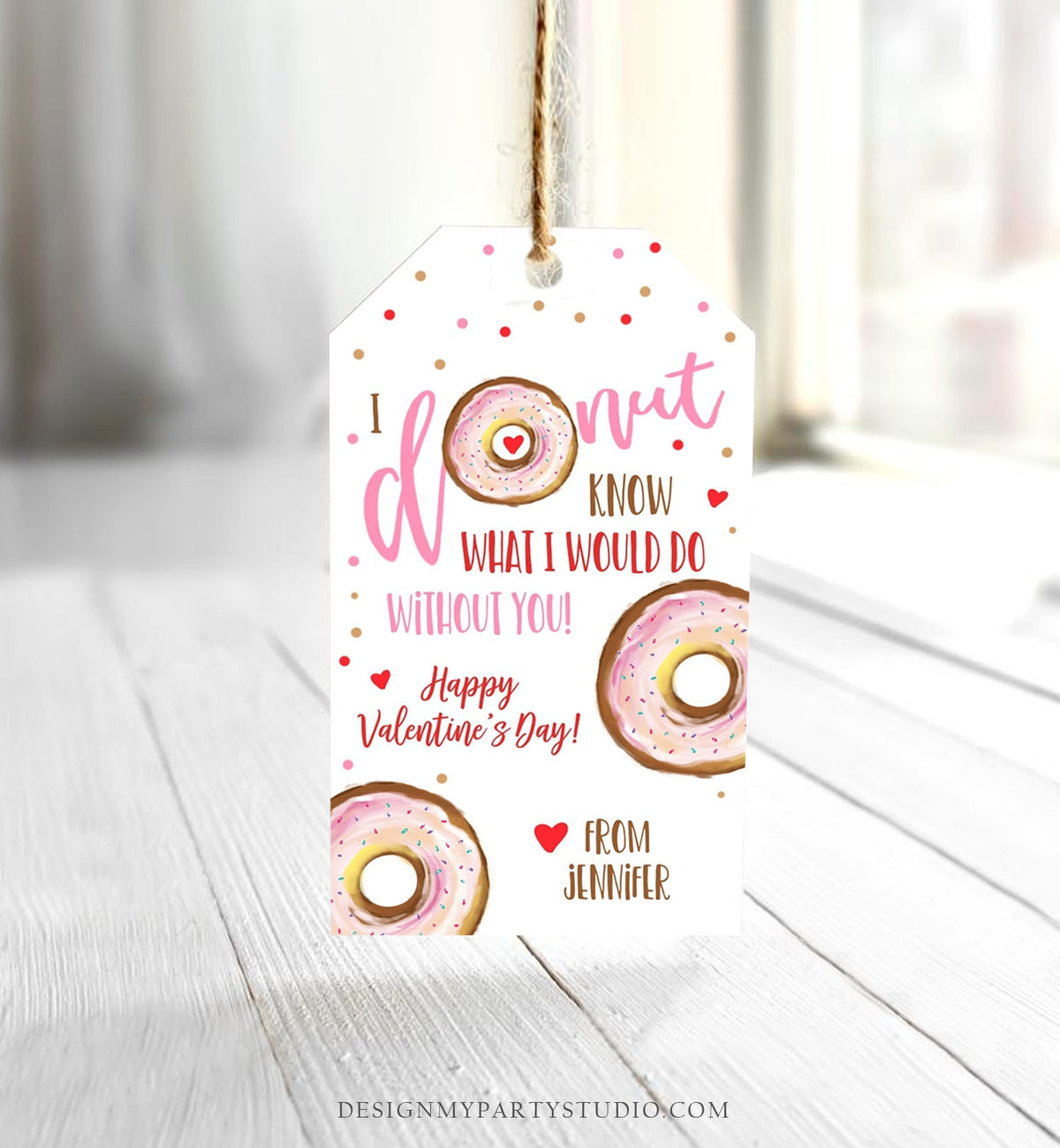 Editable Donut Valentine Tag Valentine&#39;s Day Card for Kids School Donut Know Classroom Cookie Tag Printable Personalized PRINTABLE 0368 0370