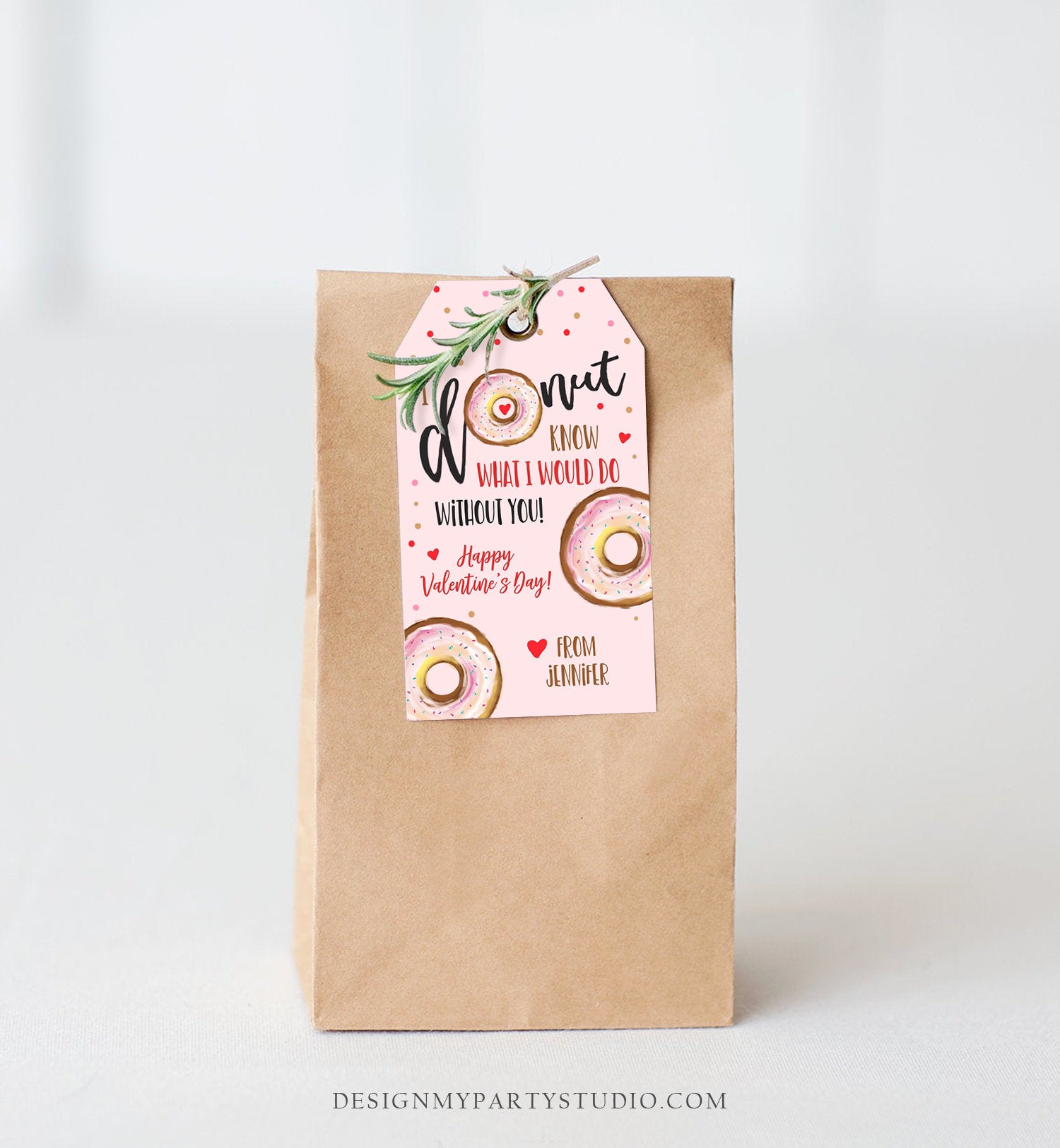 Editable Donut Valentine Tag Valentine's Day Card for Kids School Donut Know Classroom Printable Personalized Digital PRINTABLE 0368 0370